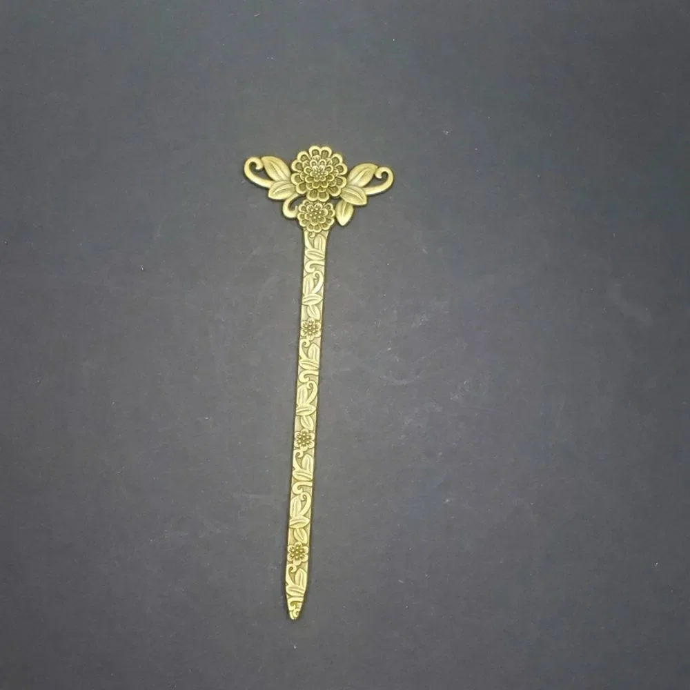 ENGRAVED antique bronze hair chopstick bun holder styling tool